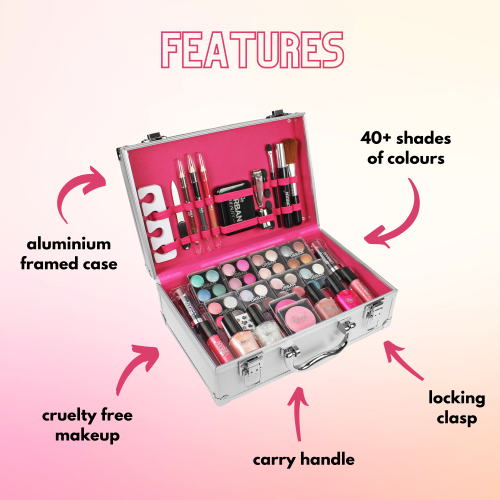 Dazzling Love Urban Beauty 60 Piece Makeup Vanity Case Love Urban Beauty